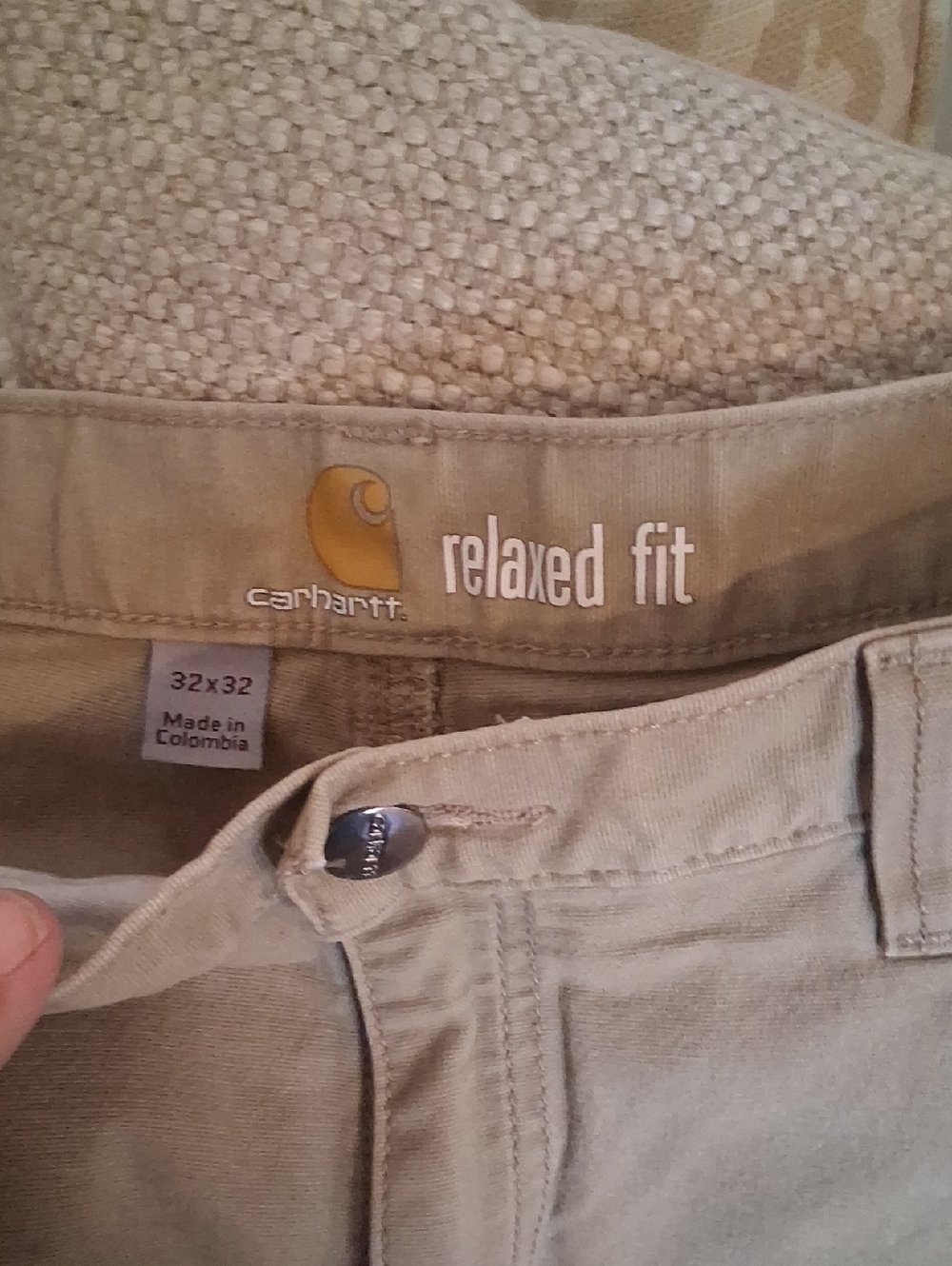 Carhartt Men's Khaki Relaxed-Fit Work Pants